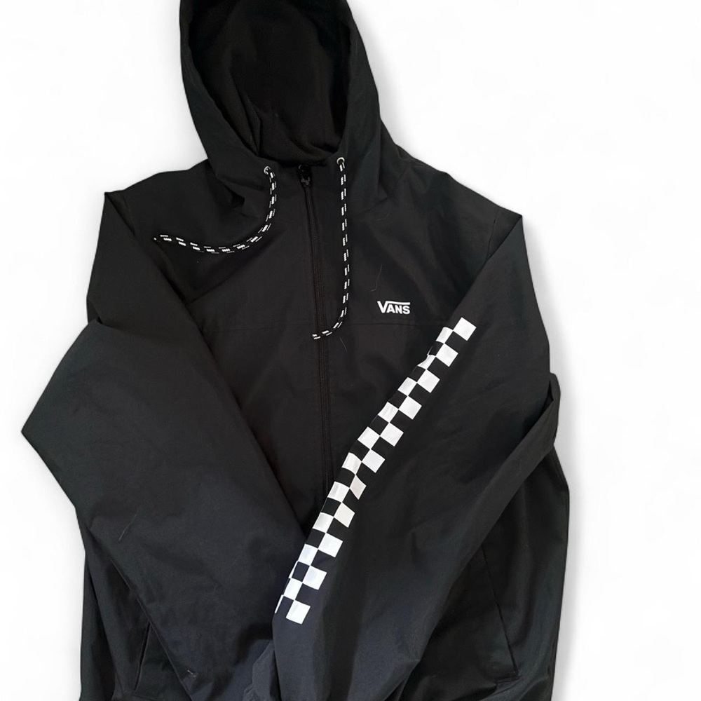 Vans Black Windbreaker Jacket with Checkerboard Accents